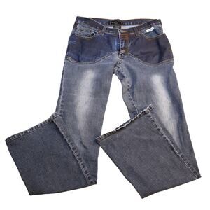 Sebo Jeans Womens 9/10 Blue Dark Wash Flared Patchwork Embellished Juniors